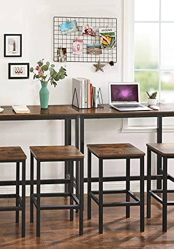 VASAGLE smalt barbord, rektangulr - rustik brun spnplade og sort stl (100x40)