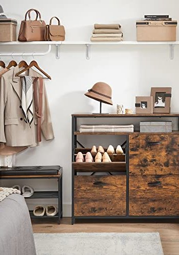 VASAGLE skoskab, m. 4 klaplger og 1 hylde - rustik brun spnplade og sort stl
