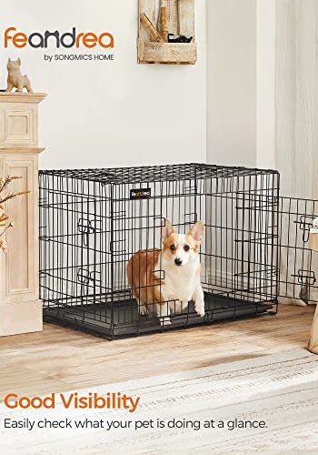 FEANDREA hundekasse, foldbar, m. hndtag og 2 lger - sort jern