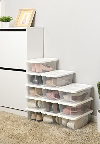 SONGMICS skoske, m. lg, til sko op til strrelse 41 - hvid og klar polypropylen (st med 12)