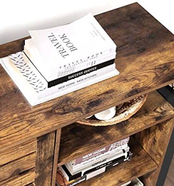 VASAGLE sknk, m. 2 lamellger og justerbare hylder - rustik brun spnplade og sort stl