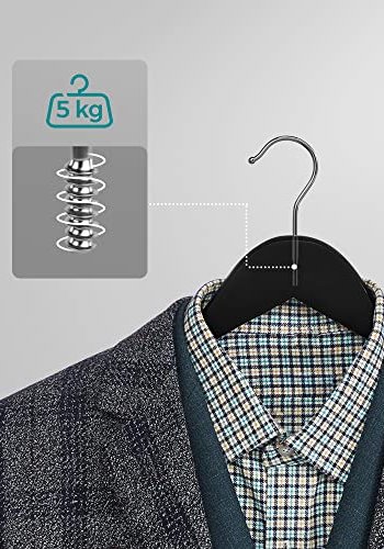 SONGMICS tjbjle, skulderhak, skridsikker buksestang, 360° drejekrog - sort ahorntr (st med 10)