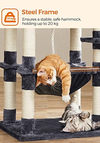 FEANDREA kradsetr, 5 niveauer, 2 platforme, 1 hule, 2 pomponer, 1 hngekje - rggr plys