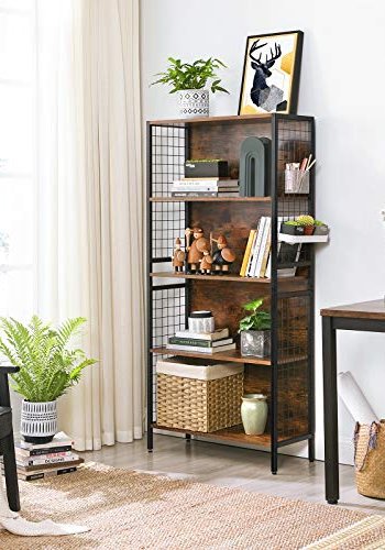 VASAGLE reol, m. 4 S-kroge og 4 hylder - rustik brun spnplade og sort stl