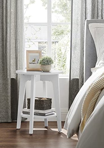 VASAGLE sidebord, m. 1 hylde, rund - hvid spnplade (40) 