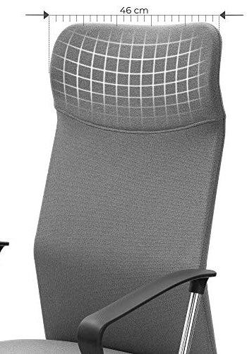 SONGMICS kontorstol, m. armln og vippefunktion, hjdejusterbar - gr polyester og stl