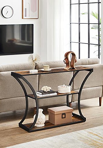 VASAGLE konsolbord, m. 2 hylder - rustik brun spnplade og sort stl (120x30)