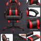 SONGMICS gamerstol, fodsttte, vippefunktion, nakkesttte, lndesttte, armln, hjul - sort/rd PU