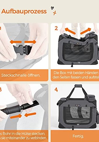 FEANDREA hundekasse, foldbar, m. hndtag - mesh, gr stof og metal