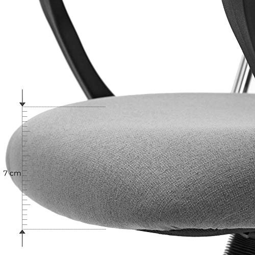 SONGMICS kontorstol, m. armln og vippefunktion, hjdejusterbar - gr polyester og stl