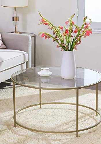 VASAGLE sofabord, rund - glas og guld stl (84)