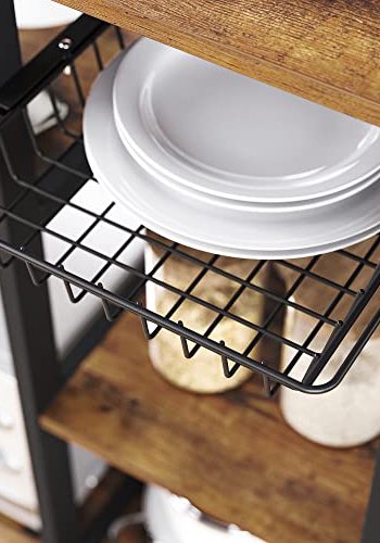 VASAGLE kkkenreol, m. 6 kroge, trdkurv og 5 hylder - rustik brun spnplade og sort stl