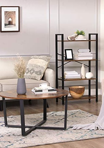 VASAGLE bogreol, m. 4 hylder - rustik brun spnplade og sort stl