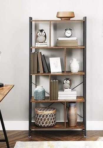 VASAGLE bogreol, m. 4 hylder - rustik brun spnplade og sort stl