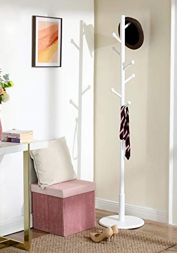 VASAGLE stumtjener, m. 7 afrundede kroge - hvid gummitr og MDF