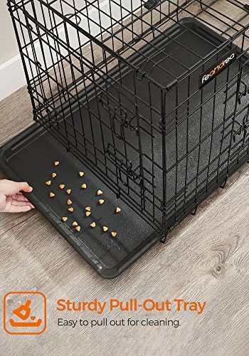 FEANDREA hundekasse, foldbar, m. hndtag og 2 lger - sort jern