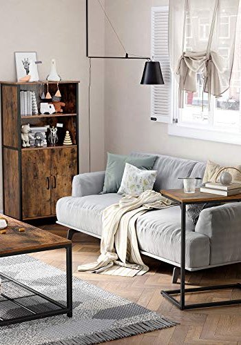 VASAGLE sidebord, rektangulr - rustik brun spnplade og sort stl (55x35)