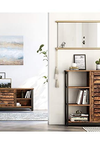 VASAGLE skab, m. 1 lamellge og 4 hylder - rustik brun spnplade og sort stl