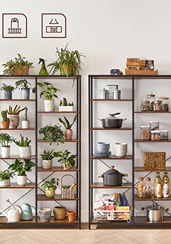 VASAGLE bogreol, m. 9 hylder - rustik brun spnplade og sort stl