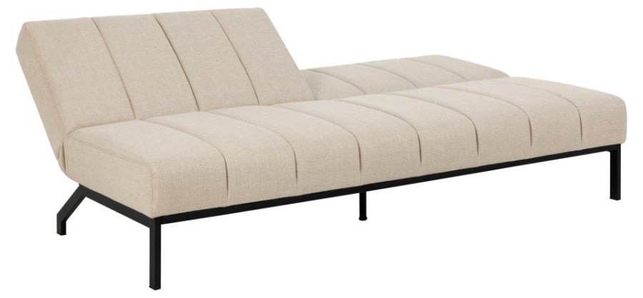 ACT NORDIC Caix sovesofa, m. click & clack, delt rygln, syninger - beige stof og sort stl (198x95)