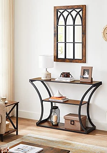 VASAGLE konsolbord, m. 2 hylder - rustik brun spnplade og sort stl (120x30)