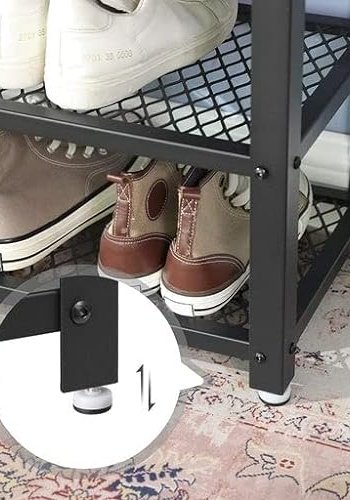 VASAGLE bnk, m. 2 skohylder - greige spnplade og sort stl (73x30)