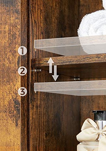 VASAGLE badevrelsesoverskab til vaskemaskine/toilet, m. 1 skydelge, 4 hylder - brun spnplade/stl