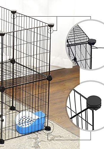 SONGMICS 2-etagers kravlegrd til kledyr, til sm dyr, marsvin, hamster, kanin - sort metal