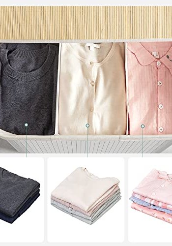 SONGMICS vasketjskurv, m. 3 sektioner, clip-on lg og hndtag - hvid bomuld og hvid bambus