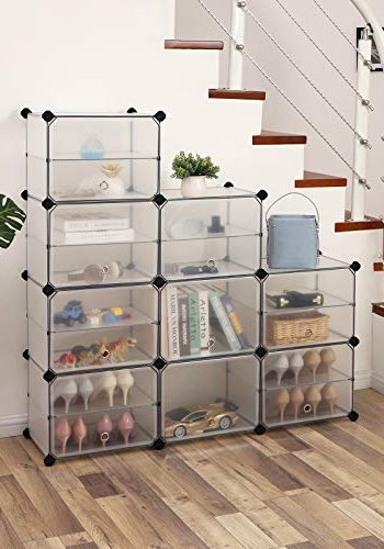 SONGMICS skoreol, stabelbar, m. 9 kasser og 9 hylder - klar plastik