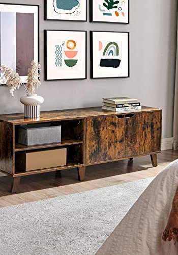 VASAGLE TV-bord, m. 2 lger og 2 hylder - rustik brun spnplade (140x40)