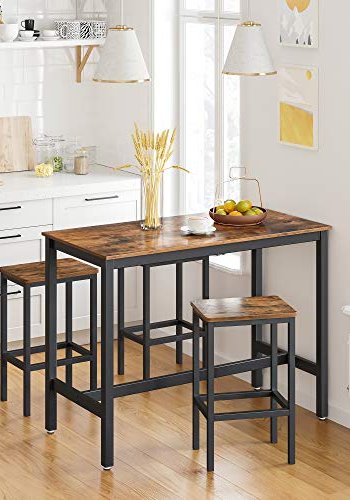 VASAGLE barstol, m. fodsttte - rustik brun spnplade og metal (st med 2)