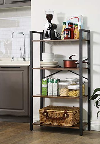 VASAGLE bogreol, m. 4 hylder - rustik brun spnplade og sort stl