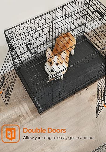 FEANDREA hundekasse, foldbar, m. hndtag og 2 lger - sort jern