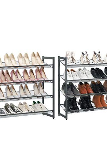 SONGMICS 8-lags skostativ, st med 2 stabelbare 4-lags skoholdere, skohylde i stlnet, justerbare flade eller vinklede hylder, Cool Grey LMR08GB