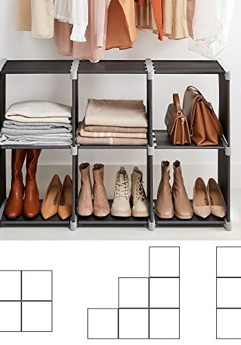 SONGMICS Cube bogreol, m. 6 rum - sort stof og stl