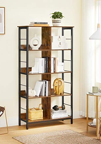 VASAGLE bogreol, m. 4 hylder - rustik brun spnplade og sort stl