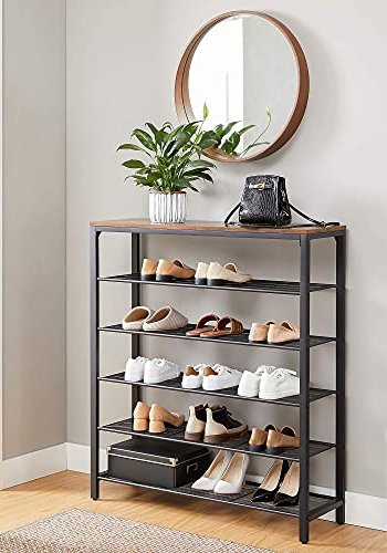 VASAGLE skohylde, m. 5 hylder - rustik brun spnplade og sort stl