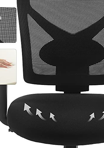 SONGMICS kontorstol, drejelig, vippefunktion, justerbar lndesttte, armln - mesh og sort polyester