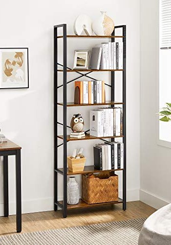 VASAGLE bogreol, m. 6 hylder - brun spnplade og sort stl