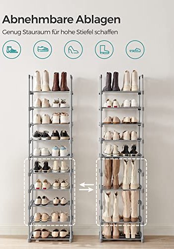 SONGMICS skohylde, m. 10 hylder - gr stl