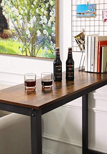 VASAGLE smalt barbord, rektangulr - rustik brun spnplade og sort stl (120x40)                