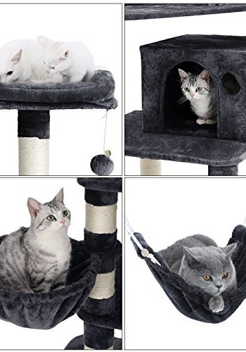 FEANDREA kradsetr, 6 niveauer, 1 platform, 1 hule, 1 pompon, 1 kurv, 1 hngekje - rggr plys