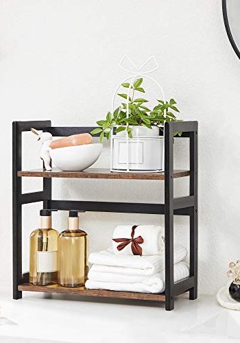 SONGMICS krydderihylde, m. 2 hylder - rustik brun og sort MDF
