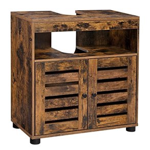 VASAGLE badevrelsesunderskab til vask, m. 2 jalousilger, 1 justerbar hylde, 1 rum - brun spnplade