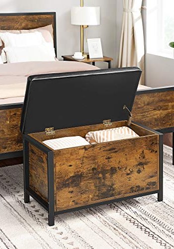 VASAGLE VASAGLE bnk, m. opbevaring - sort kunstlder og rustik brun spnplade (80x40)