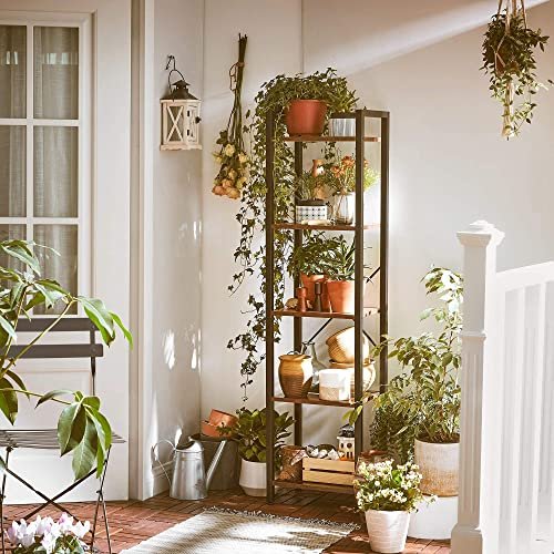 VASAGLE bogreol, m. 5 hylder - rustik brun spnplade og sort stl