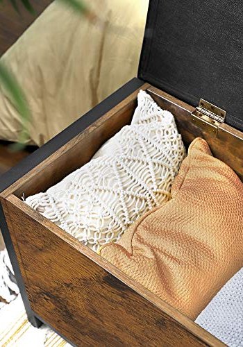 VASAGLE VASAGLE bnk, m. opbevaring - sort kunstlder og rustik brun spnplade (80x40)