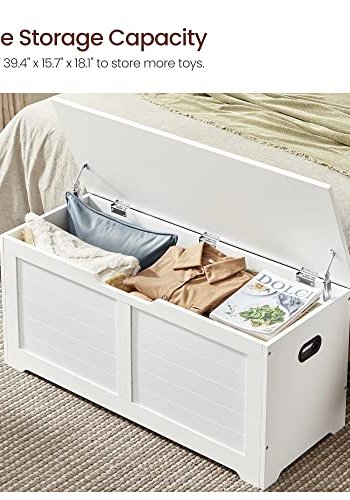 VASAGLE  bnk, m. opbevaring - mat hvid spnplade (100x40)