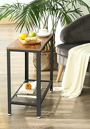 VASAGLE sidebord, m. 1 nethylde, rektangulr - rustik brun spnplade og sort stl (60x30)